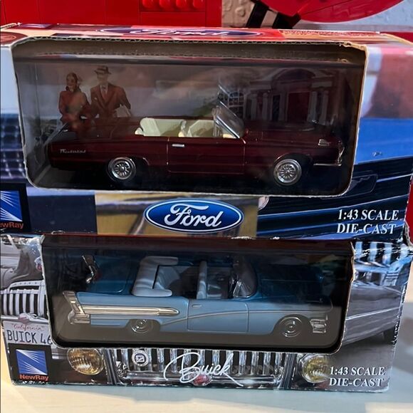 Newray Ford and Buick Die-Cast Model Cars 1:43 1958 Buick T-Bird 1966 - Picture 1 of 7